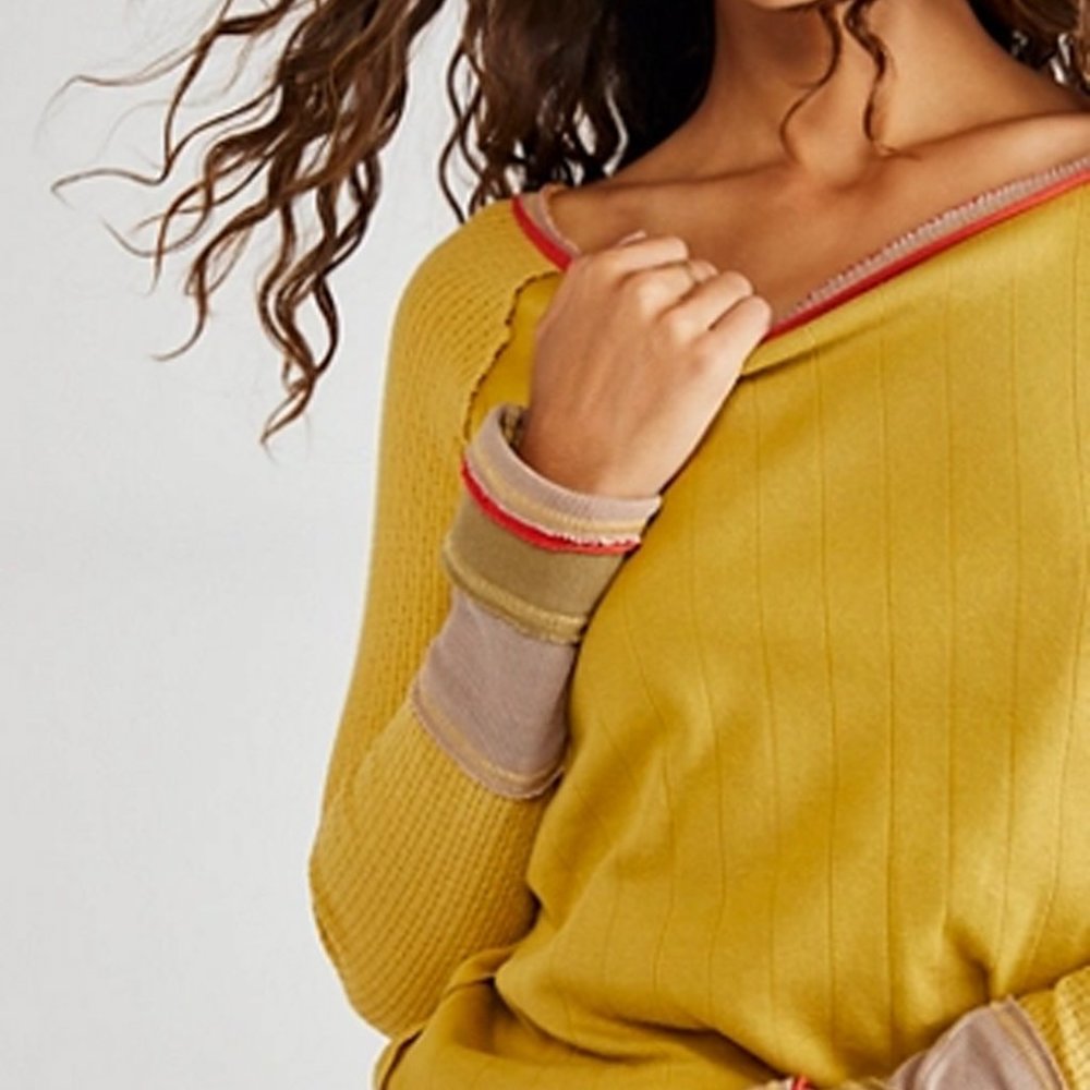 Free People Mustard Long Sleeve Top
